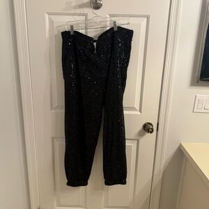 New!! Elegant Black Sequin Pull On Pants LOFT